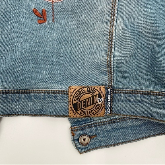 SOURIS MINI Girls Embroidered Jean Jacket with Patches button down size: 6 - Picture 7 of 12